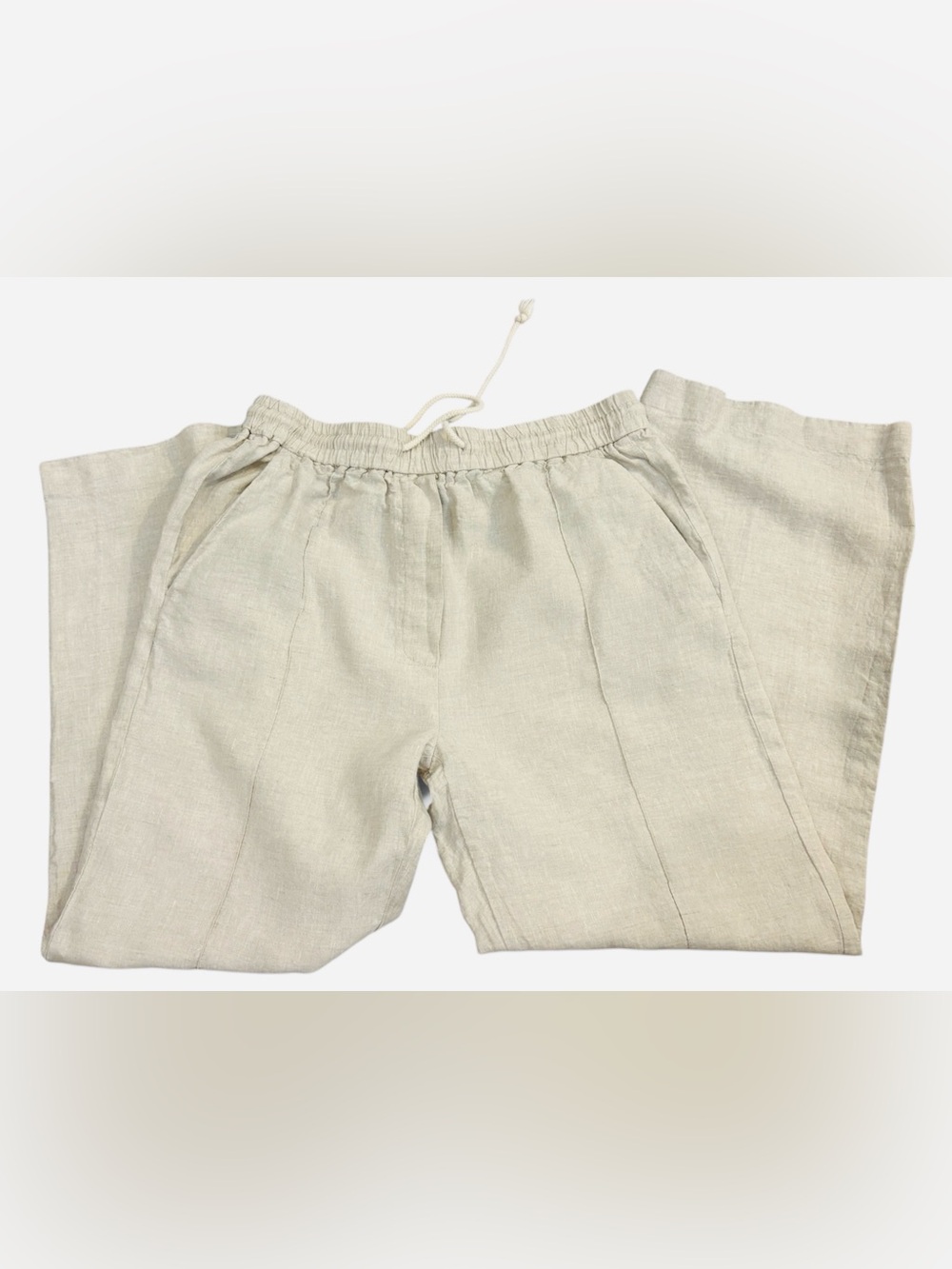 Zara  Natural Linen Wide Leg Pants Size Large